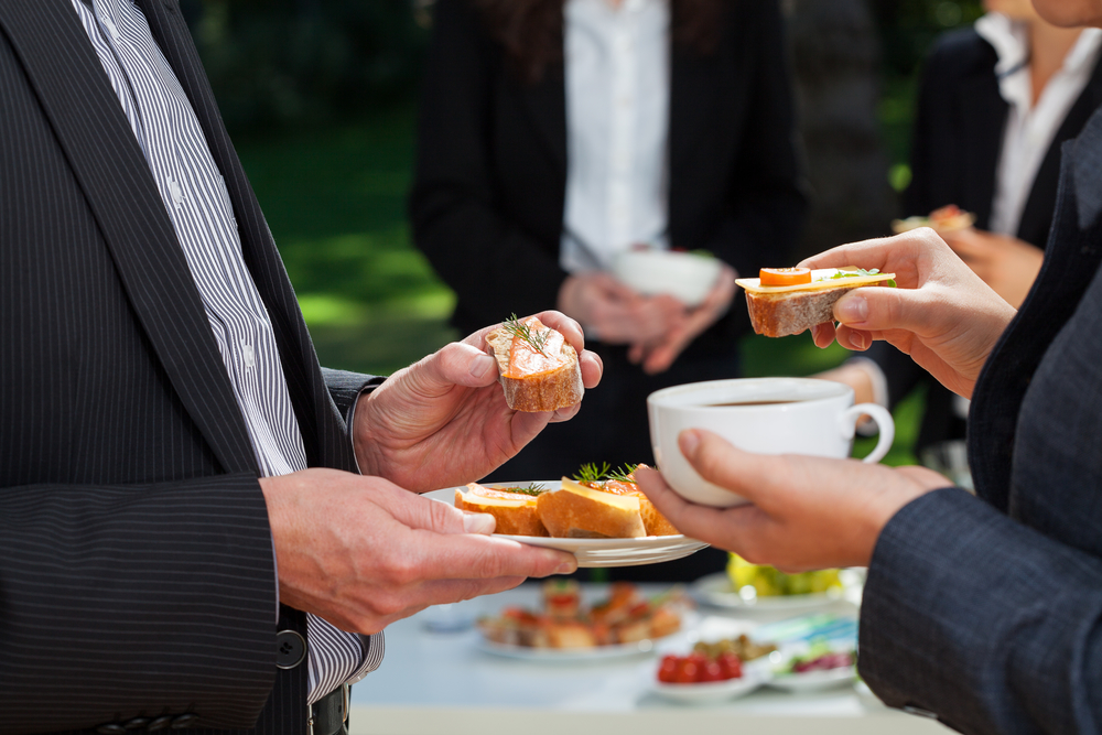 Business lunch in the garden outdoor business lunch
